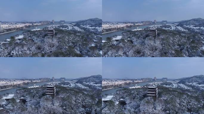 须江公园 雪景 江山市区