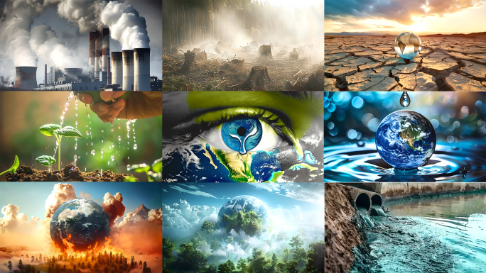 4K环境恶化污染绿色地球环保概念合集