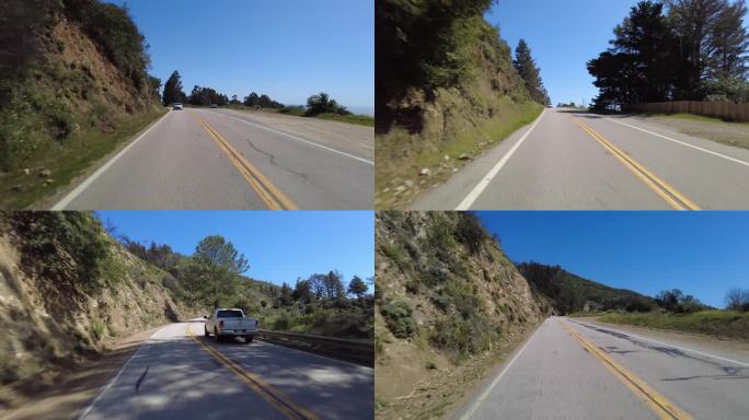 大苏尔太平洋海岸高速公路北行6大溪桥到麦克威瀑布08后视多摄像头驾驶板美国加利福尼亚州