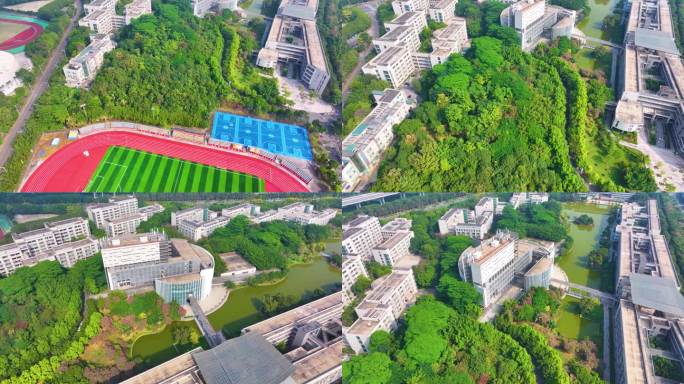 广东药科大学广州校区航拍大学城校园风景风