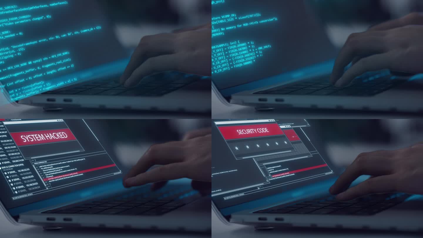 黑客入侵 电脑计算机黑客 代码破解系统