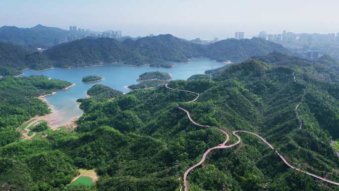 香山湖公园栈道4k航拍