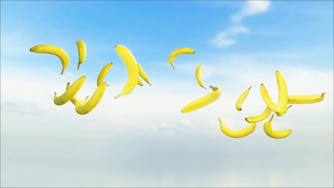 C4D带透明通道香蕉蓝莓桃子水果三维动画
