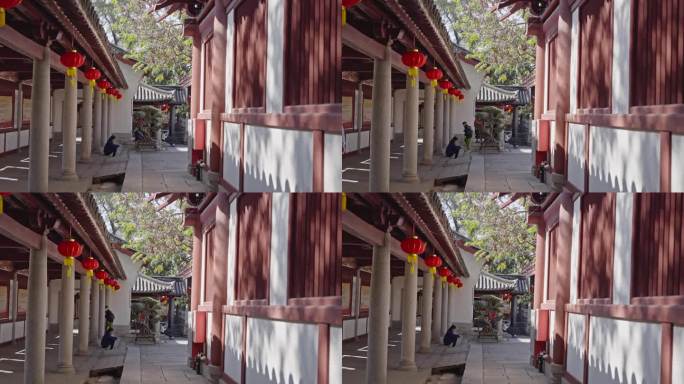 4K实拍，广州光孝寺长廊与古色建筑一角。