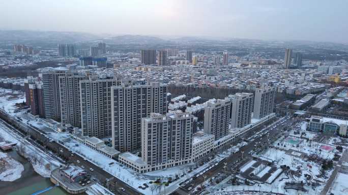 蓝田县城市雪景