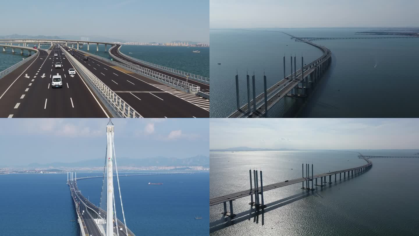 青岛胶州湾跨海大桥航拍 素材