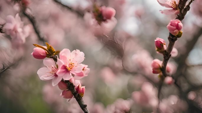 粉色桃花特写春色自然风景合集