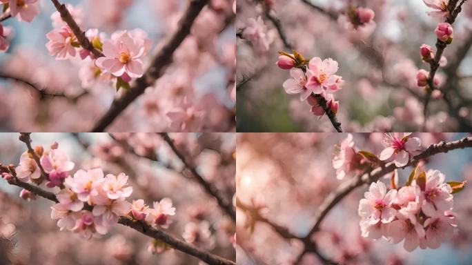 粉色桃花特写春色自然风景合集