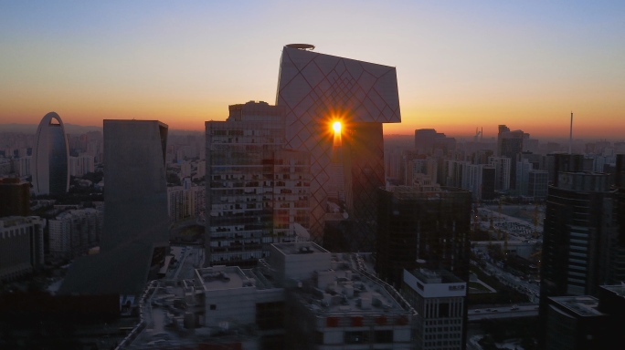 北京 航拍 东三环 国贸 央视 晨景