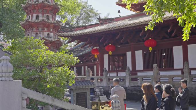 4K实拍，广州光孝寺祖堂佛塔古色建筑一角