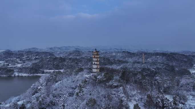 浙江 江山下雪 双塔