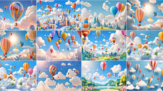 【合集】卡通儿童节气球彩虹