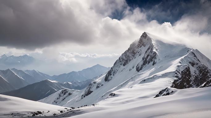 云雾缭绕的雪山高山山脉