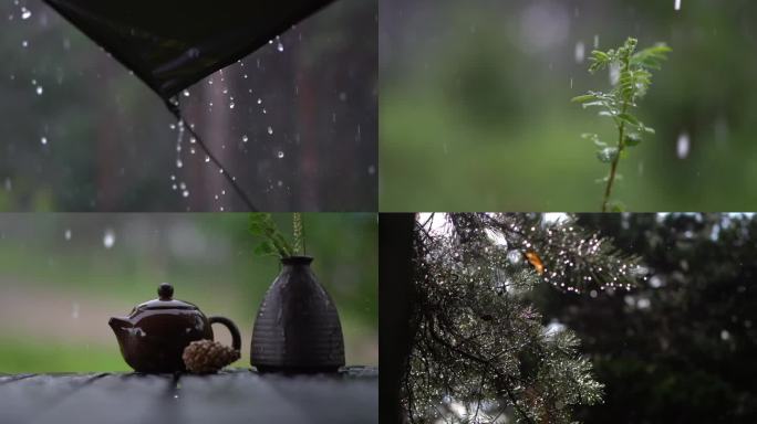 原创森林户外雨天露营