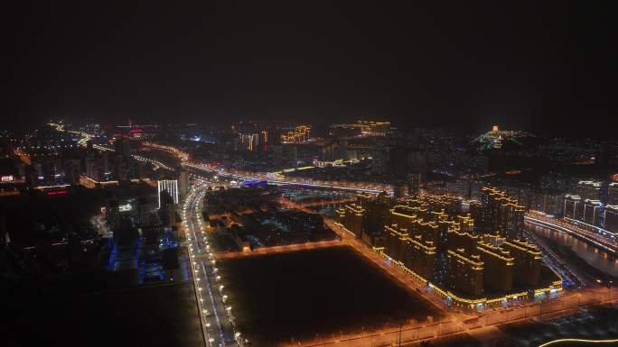 乐都 夜景 航拍 乐都航拍 城市发展