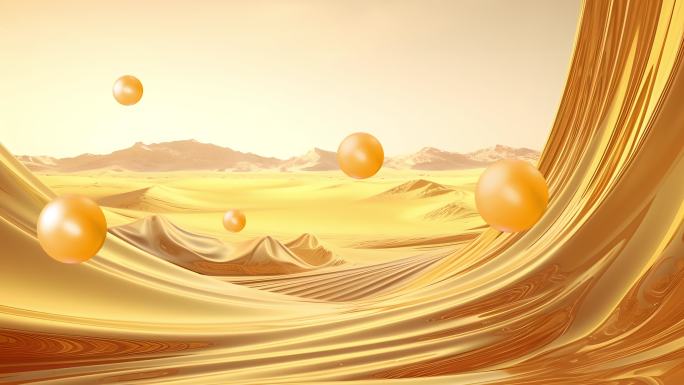 金色球体超现实背景艺术空间03
