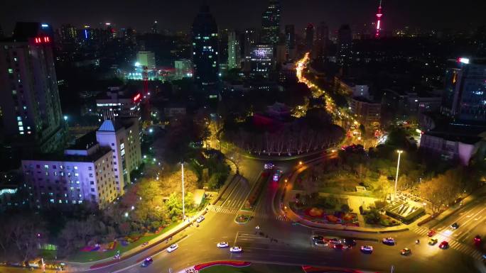 南京市玄武区鼓楼公园紫峰大厦夜景视频素材