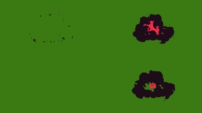 火热的卡通爆炸:4K Flash FX火焰动画与绿色屏幕背景上的Alpha通道