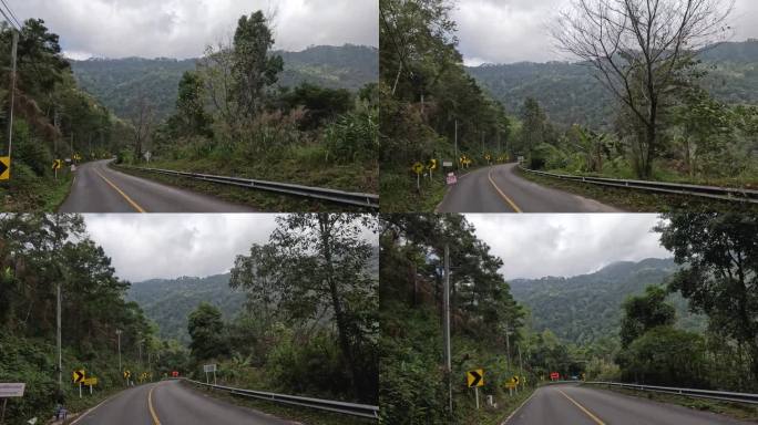 蜿蜒的道路穿过茂密的森林