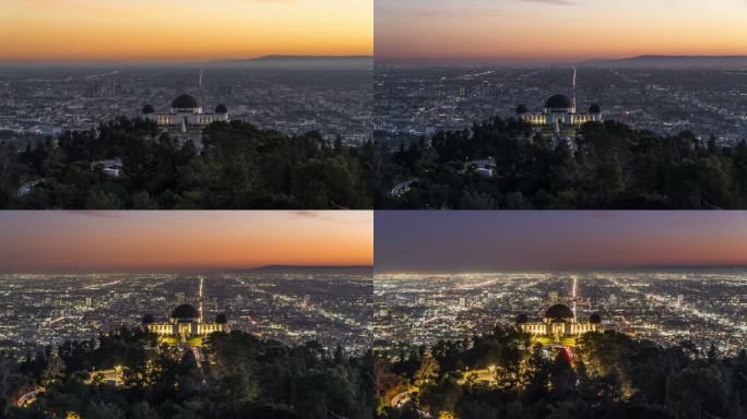 美国4K加州洛杉矶格里菲斯天文台日落夜景