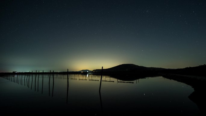 海上银河、星空倒影延时视频