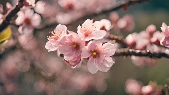 粉色桃花特写春色自然风景合集
