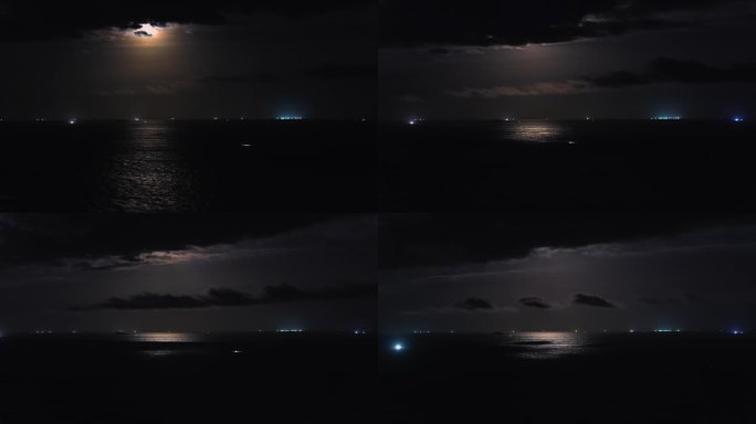 4K延时摄影满月从海面上升起