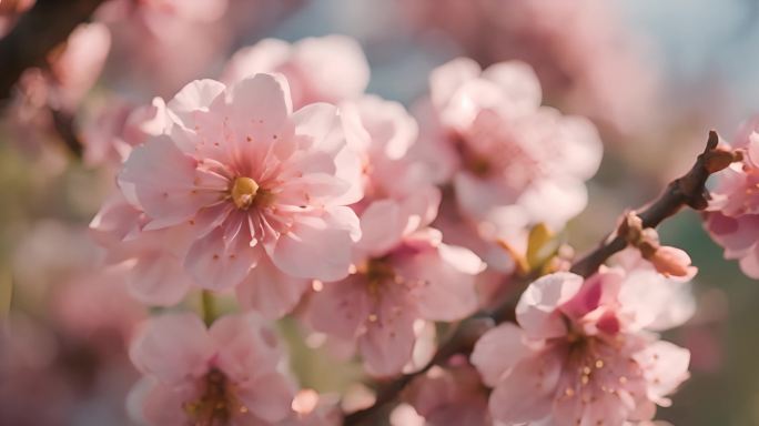 粉色桃花特写春色自然风景合集