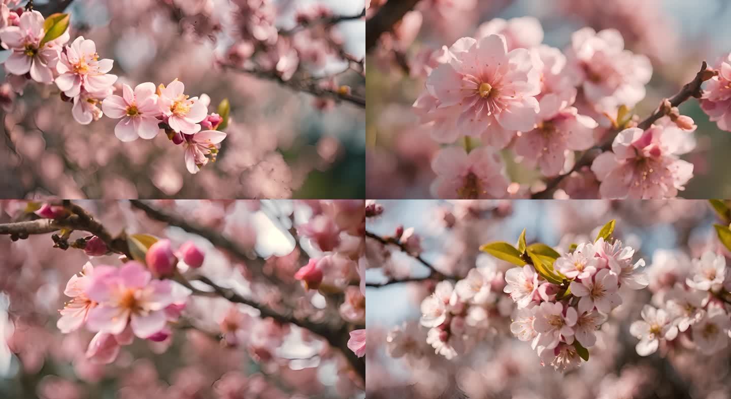 粉色桃花特写春色自然风景合集