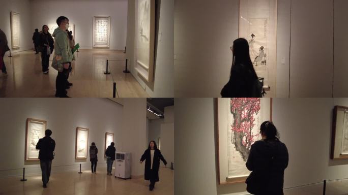 中国美术馆观众参观名家作品展览著名画家