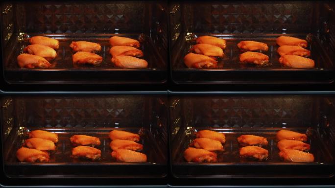 鸡翅在烤箱内烘焙延时