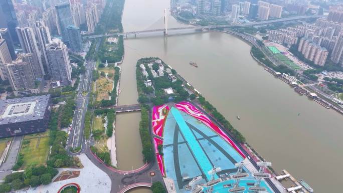 广州海心沙航拍天河体育中心天河区亚运会场