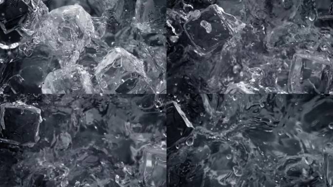 以1000帧/秒的速度拍摄完美的冰块落入水中。