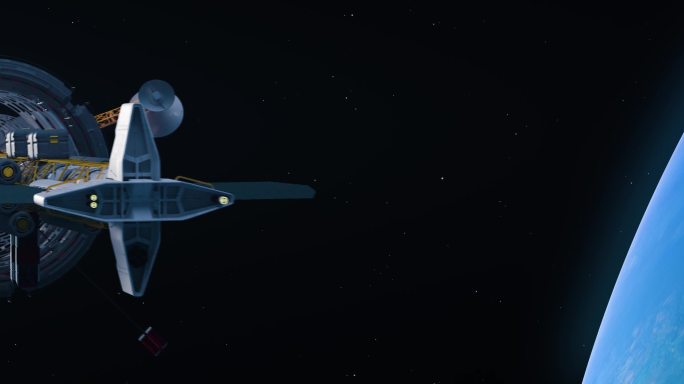 大型宇宙空间站掠过海王星