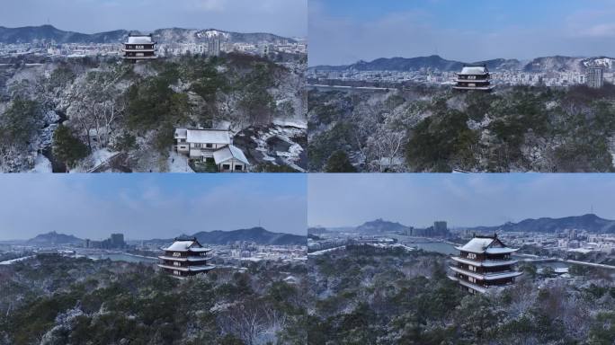 江山 须江公园 雪景 江山市区