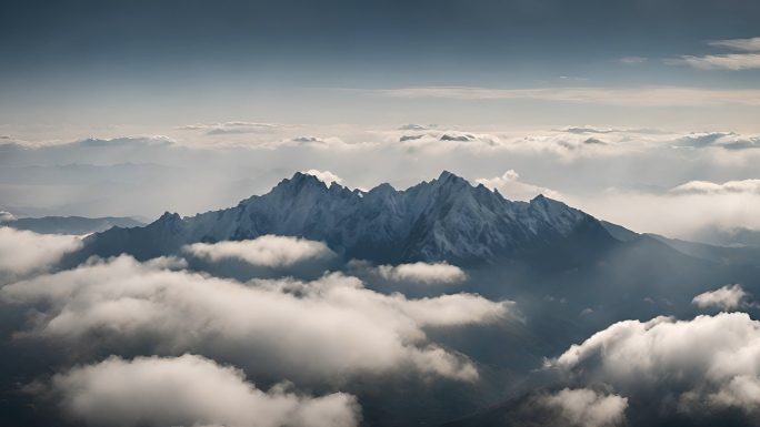 云顶风光雪山云雾山高山延时高山云雾