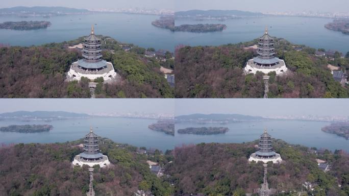 航拍杭州雷峰塔