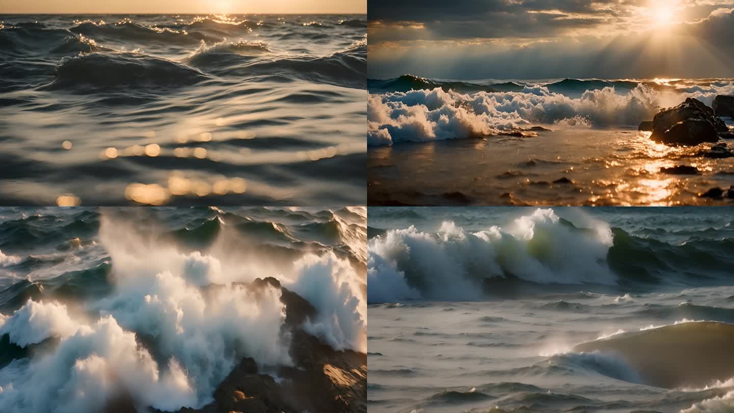 逆光下的海面海浪大海合集