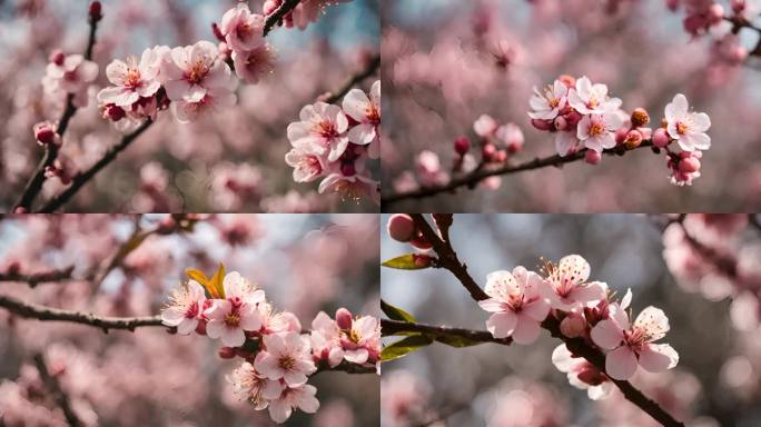 清明春季景色桃花粉色素材合集