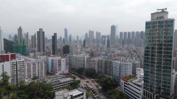 香港公寓鸟瞰图现代化都市地标建筑天际线