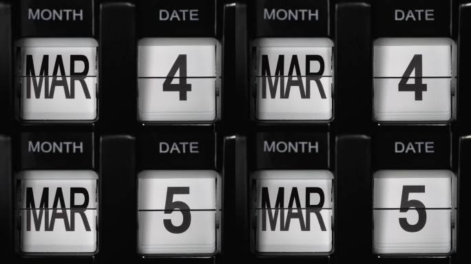 日期从3月4日改为3月5日的复古翻转日历。关闭了。