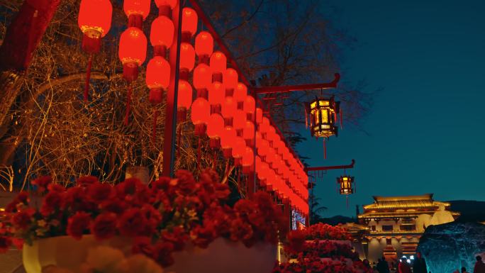 兰州西固过年灯会人流夜景