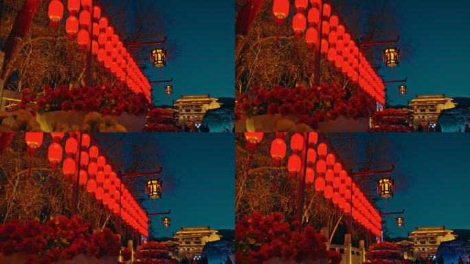 兰州西固过年灯会人流夜景