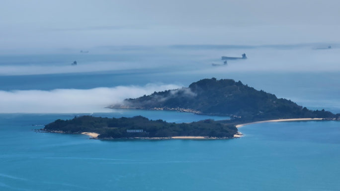 厦金海域大担二担岛双子塔环岛路海景