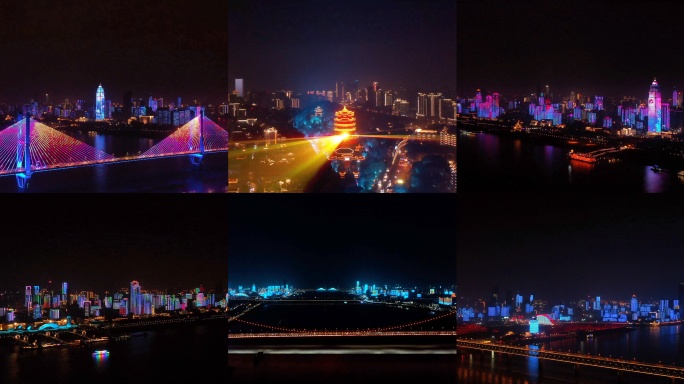 武汉地标灯光秀航拍4K