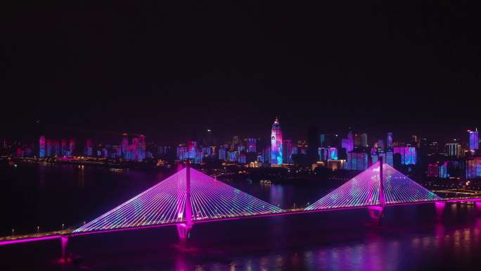 武汉地标灯光秀航拍4K