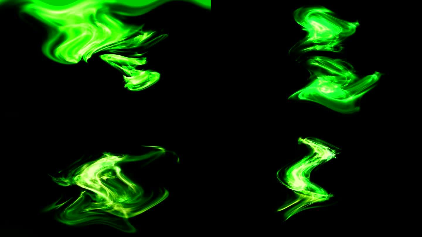 明亮的绿色轻烟漆洒满整个画面，形成一团抽象。