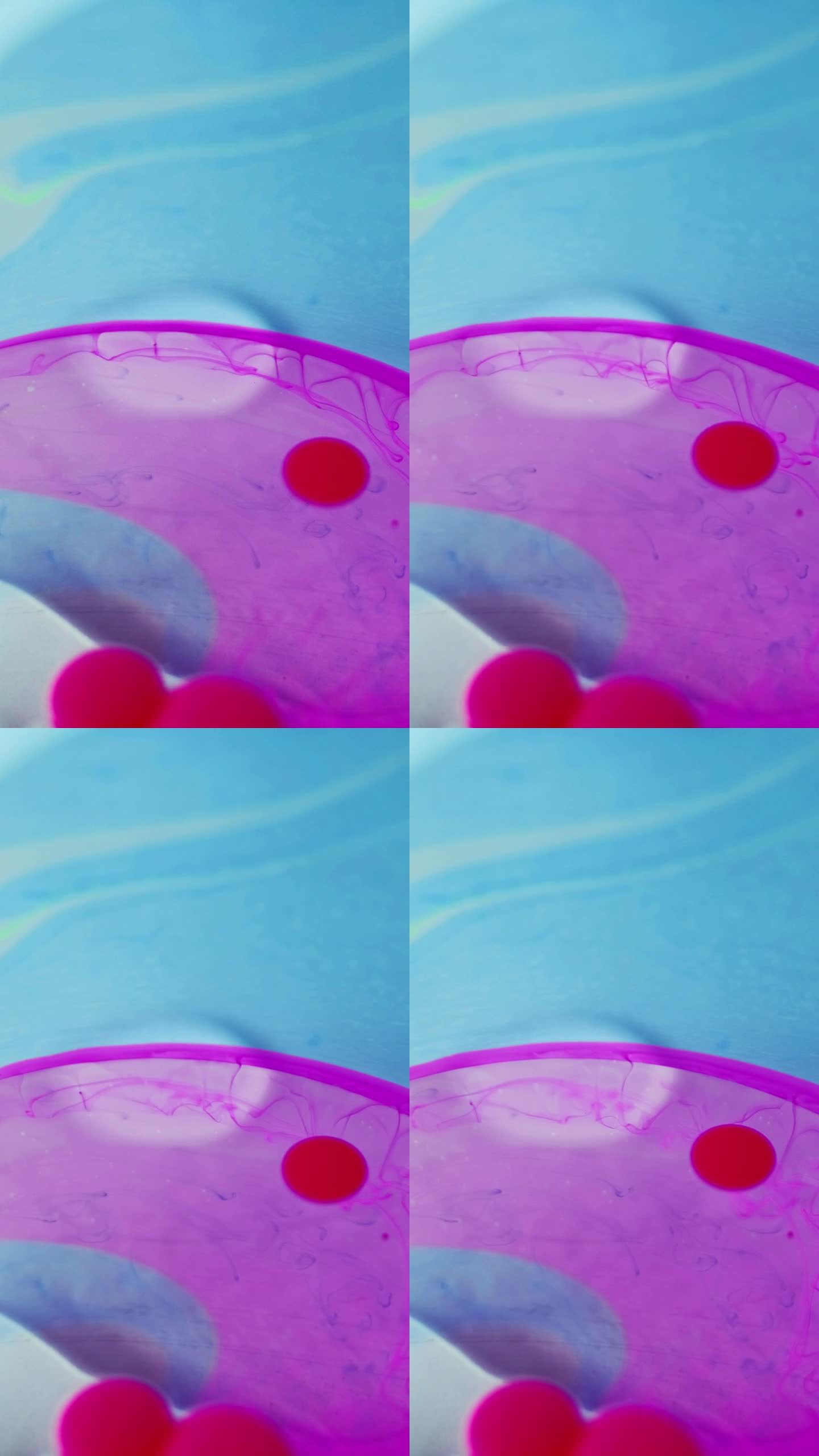 油漆水混合墨水泡蓝粉红色滴液
