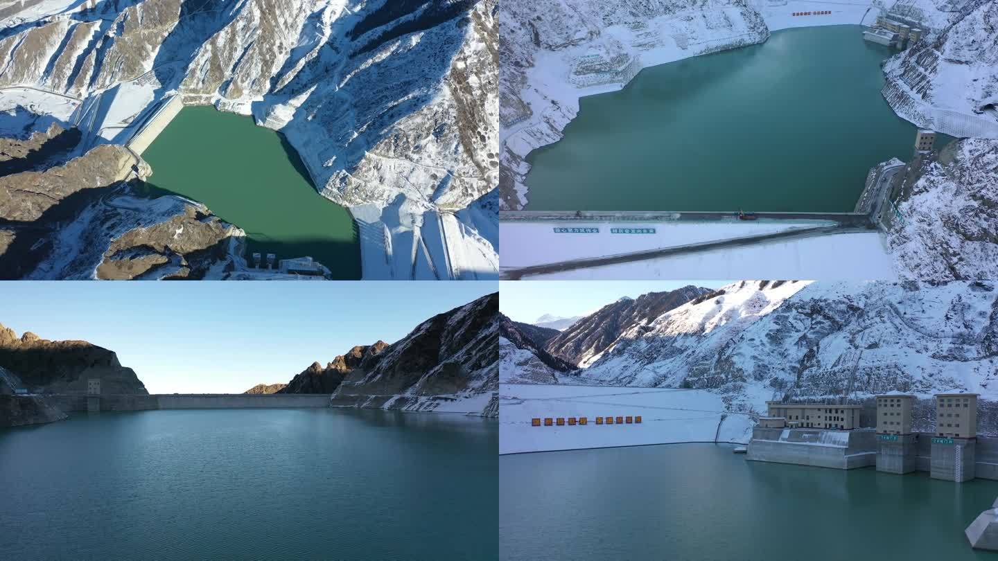 航拍新疆阜康抽水蓄能电站高清素材