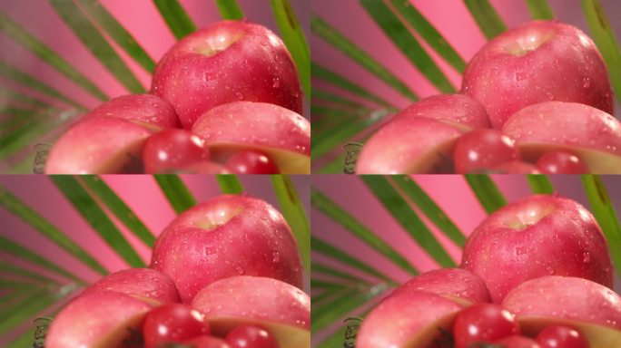 水果组合 红苹果圣女果高清实拍  升格